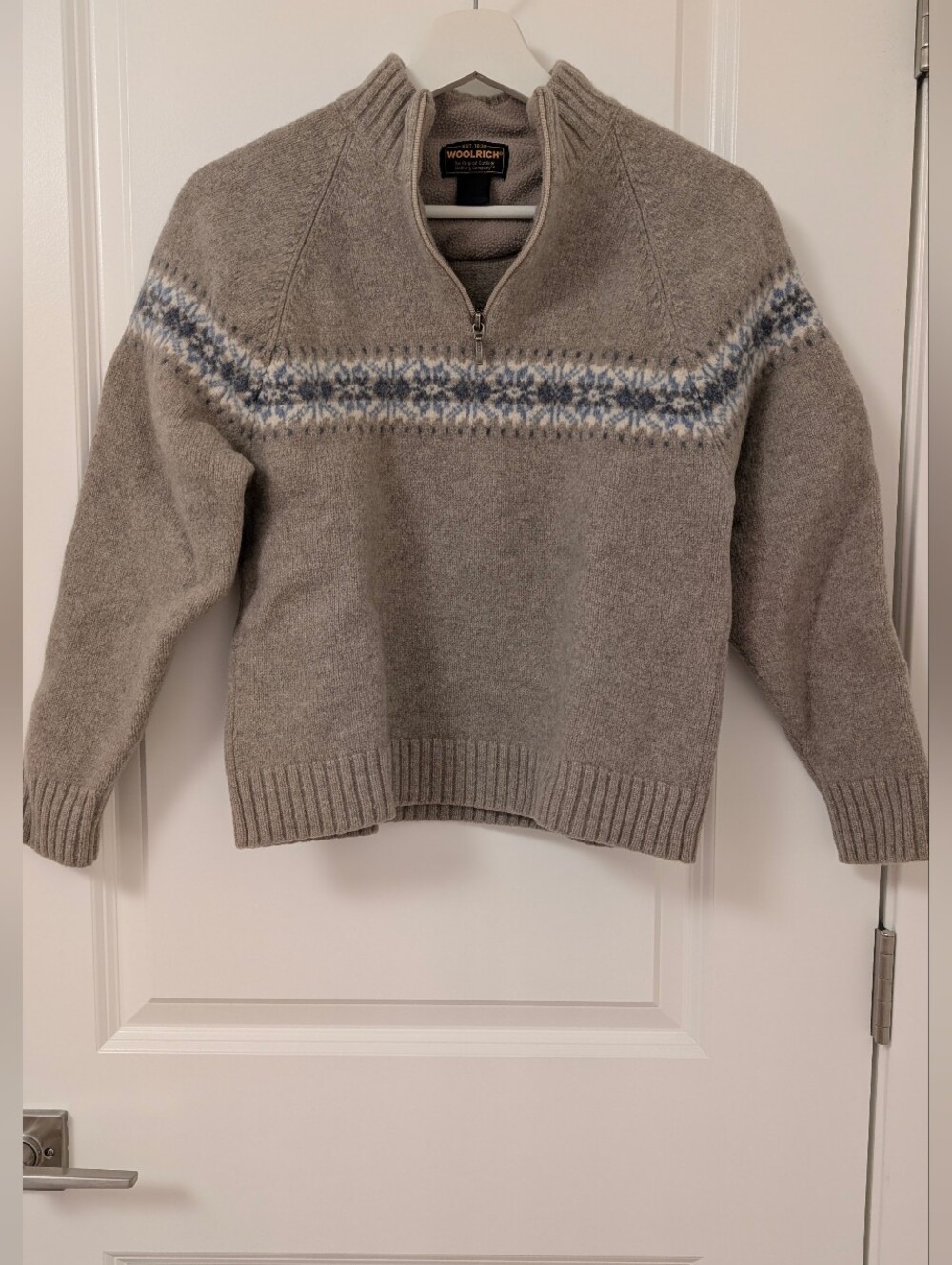 Woolrich Zip-Neck Fair Isle Wool Sweater